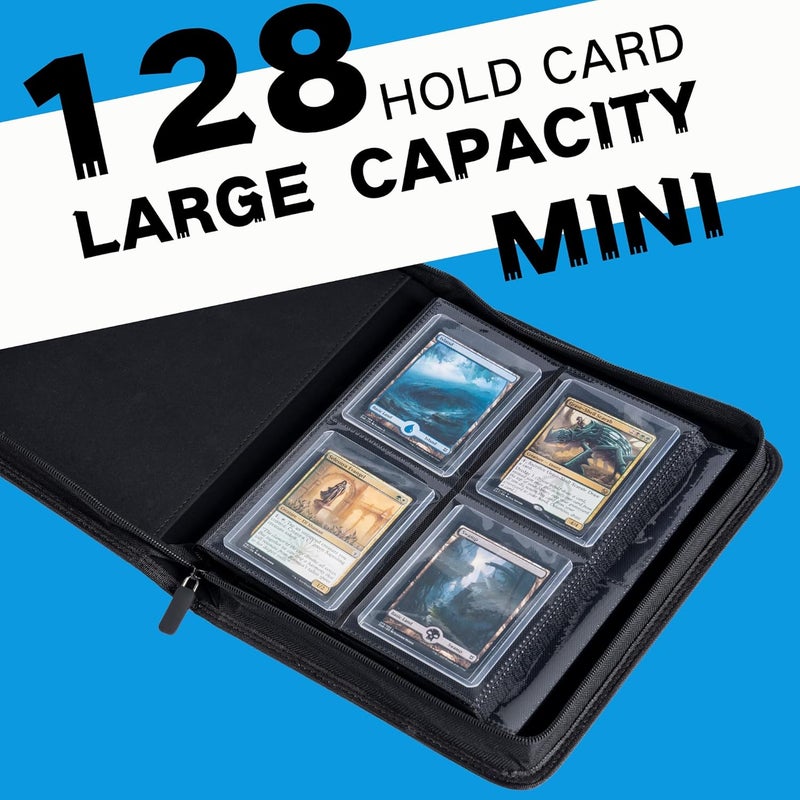 KUOOKING Toploader Binder, Holds 128+ Toploaders, 4 Pocket Top Loader Card Storage Case, Double-Sided Pockets for trading card in 3 x 4'' Toploaders (Light Blue) - Image 3